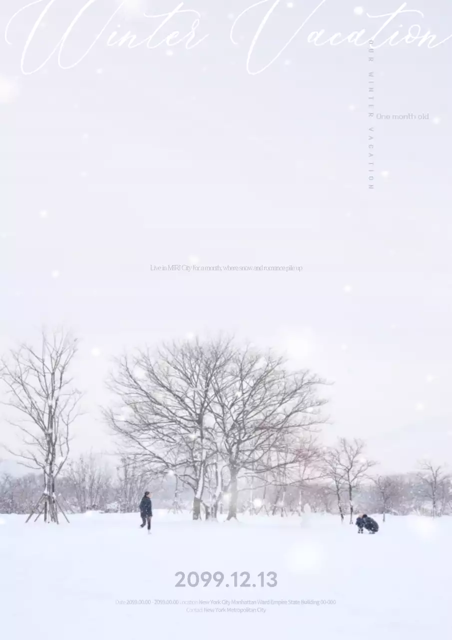 Poster sự kiện mùa đông tối giản màu trắng