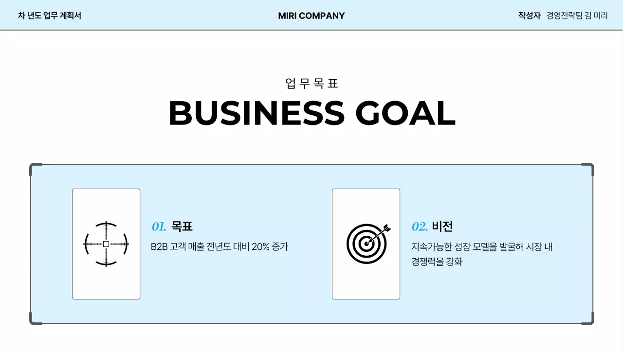 하늘색 모던 업무 계획 보고서