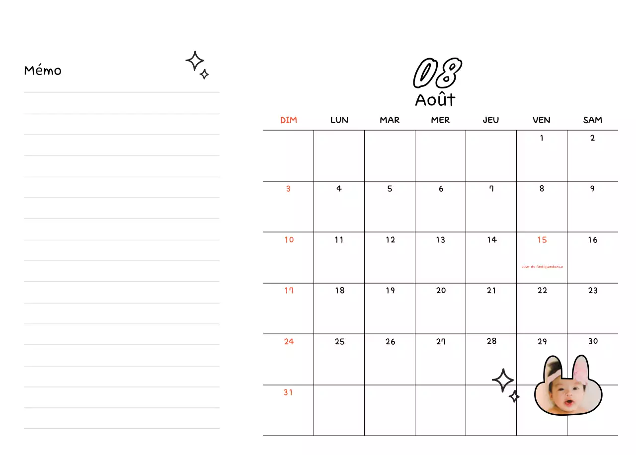 Agenda du Nouvel An blanc et joli