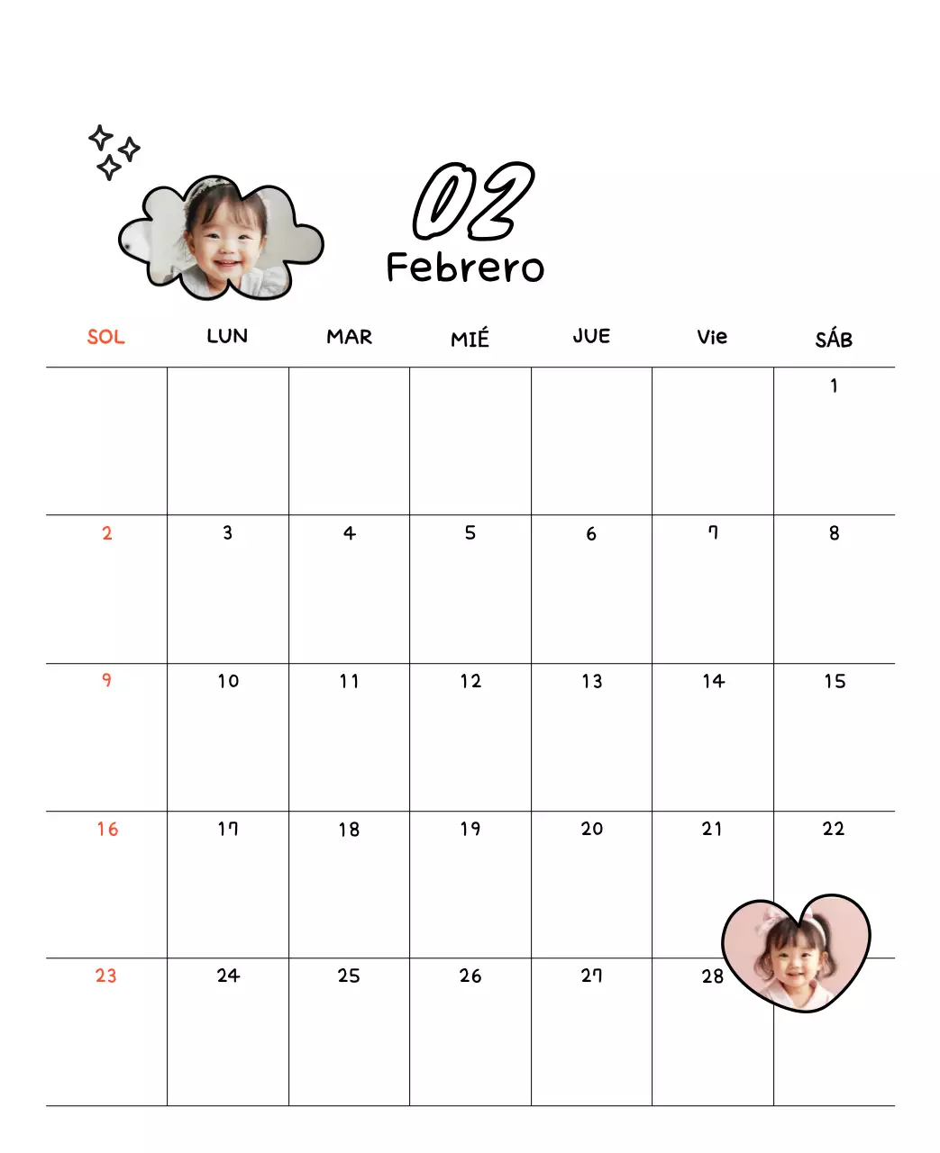 Adorable calendario de Año Nuevo
