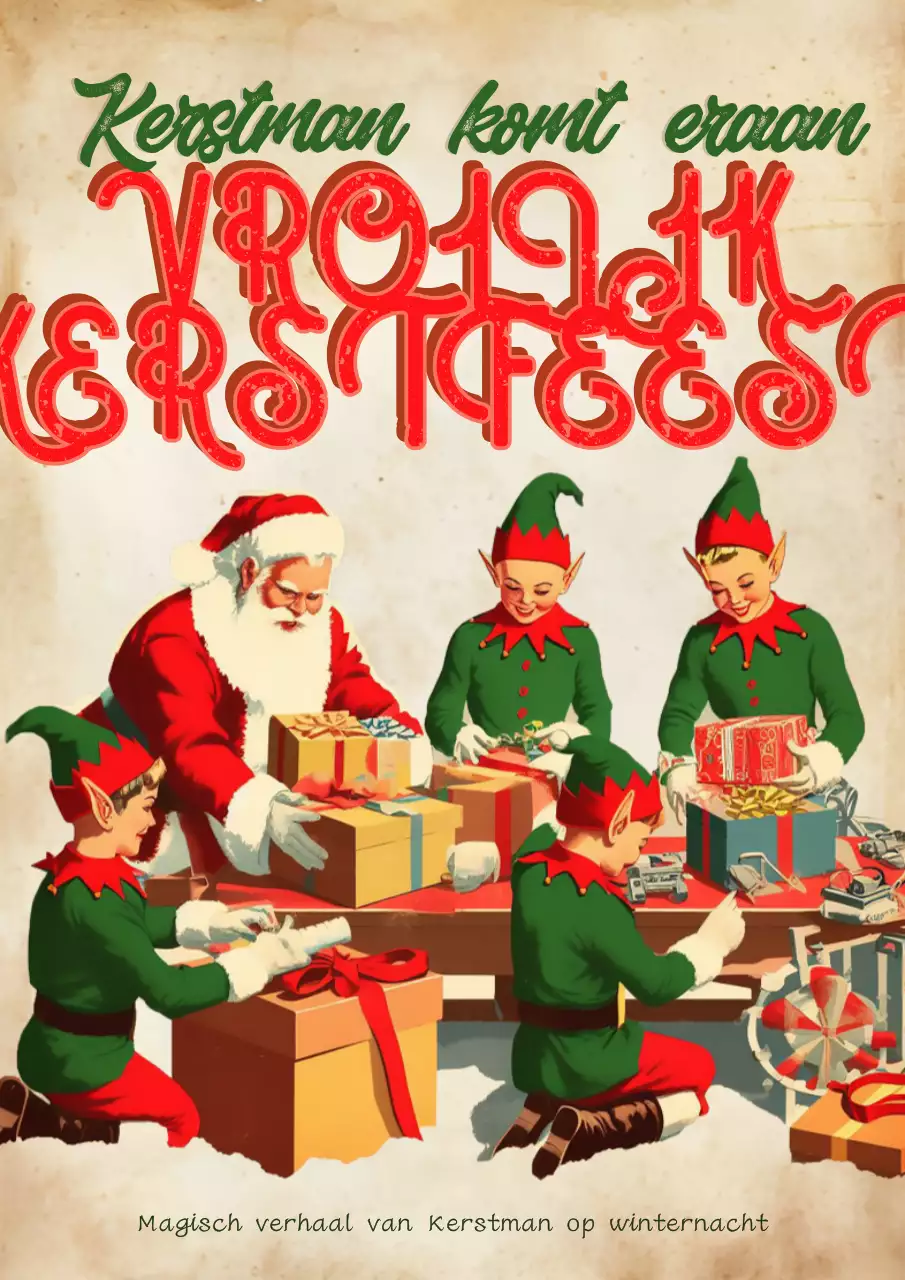 Rode Vintage Kerstkaart