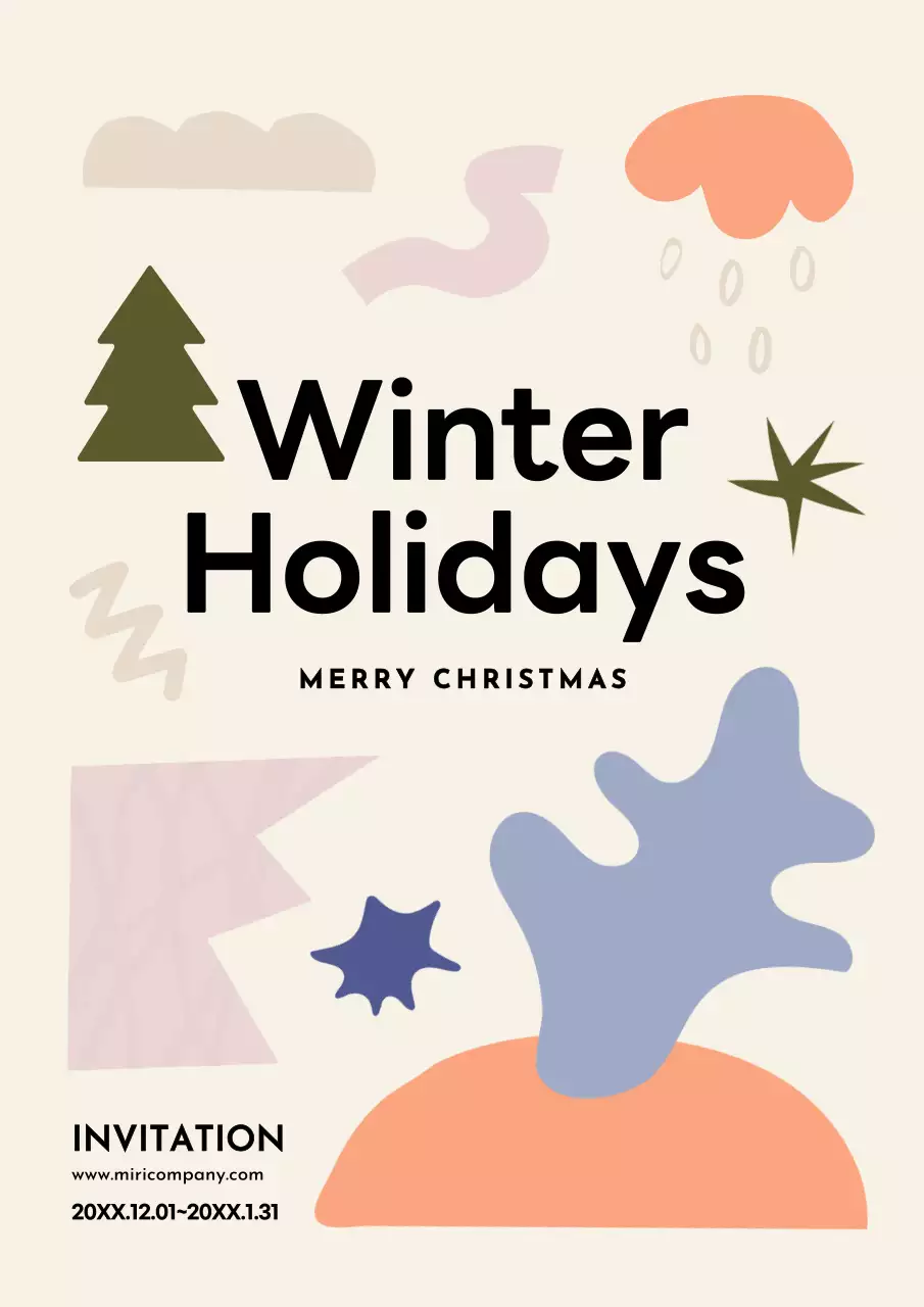 베이지 미니멀 겨울 초대장