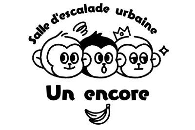 Logo sportif simple avec illustration de trois singes mignons