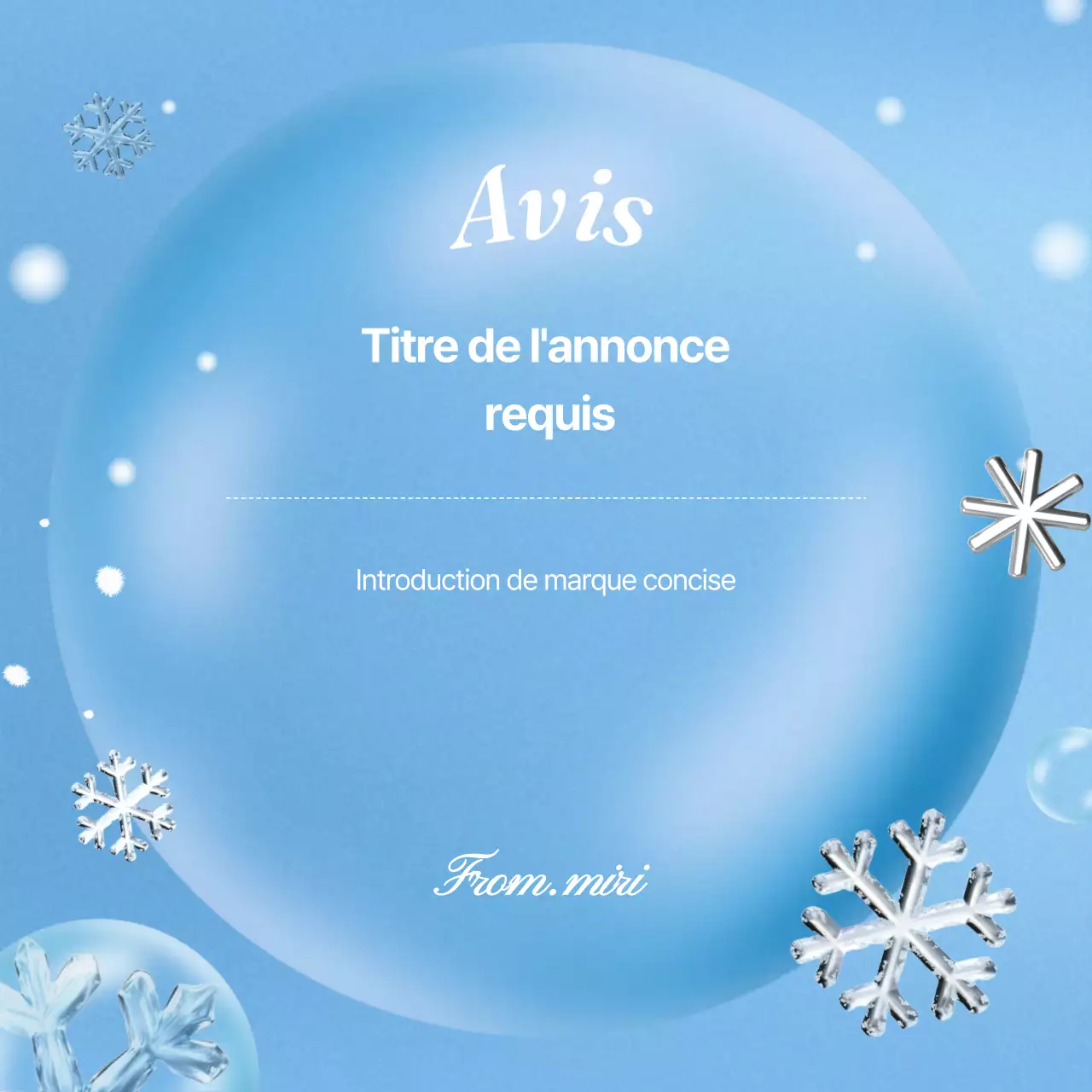 Une publicité de marque bleu clair, pour la beauté de l'hiver