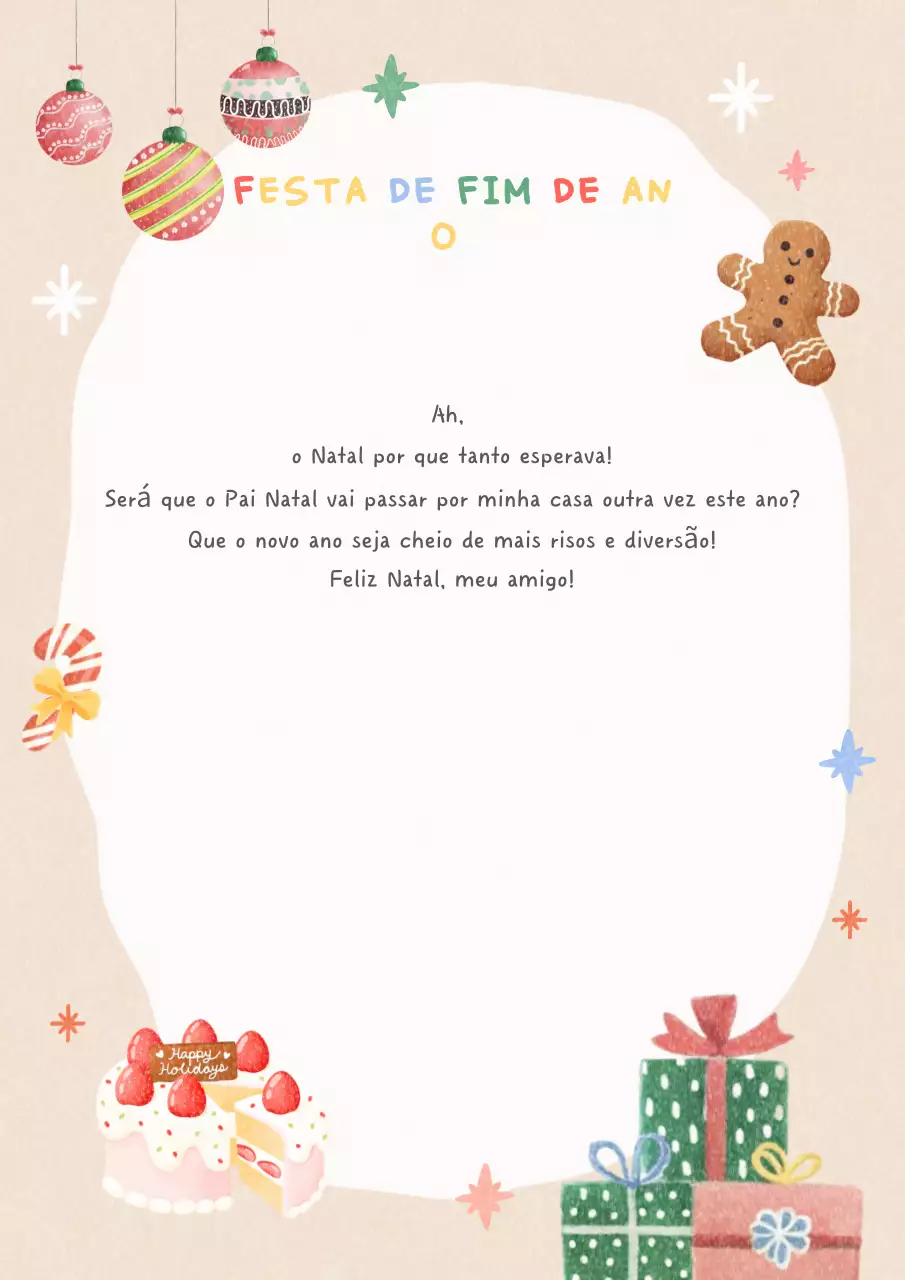 Convite de Natal bege e acolhedor