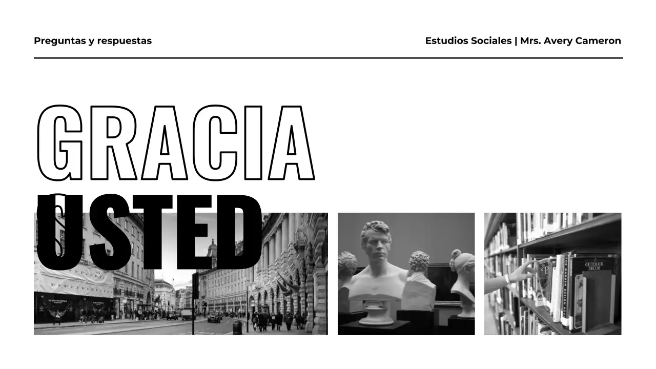 Presentación de biografías en blanco y negro