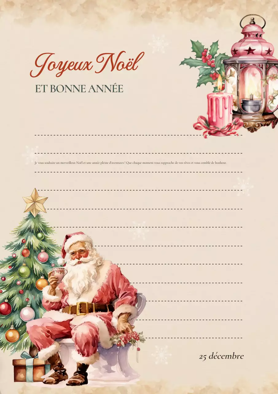 carte de voeux de noël vintage beige