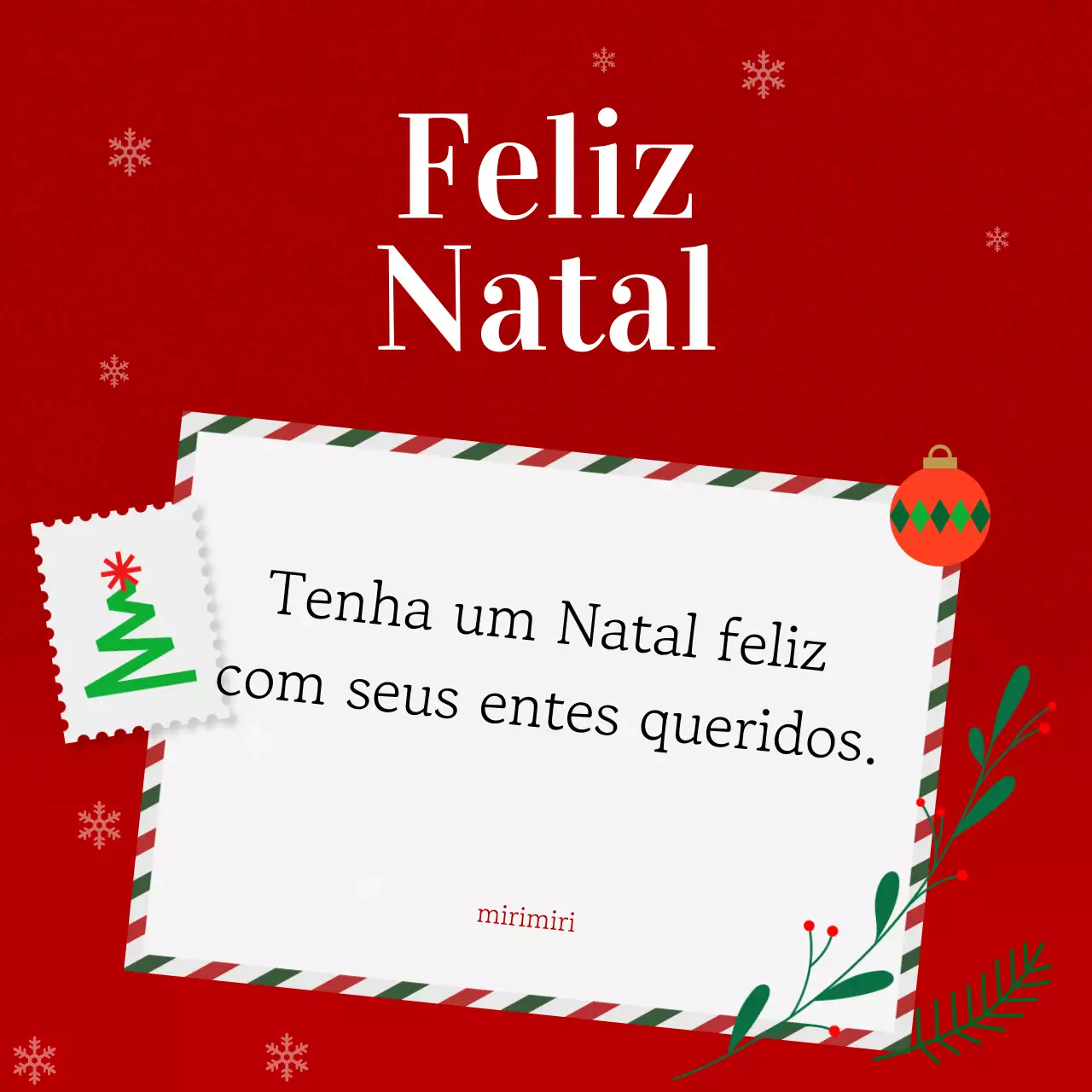 Cartão de Natal simples vermelho