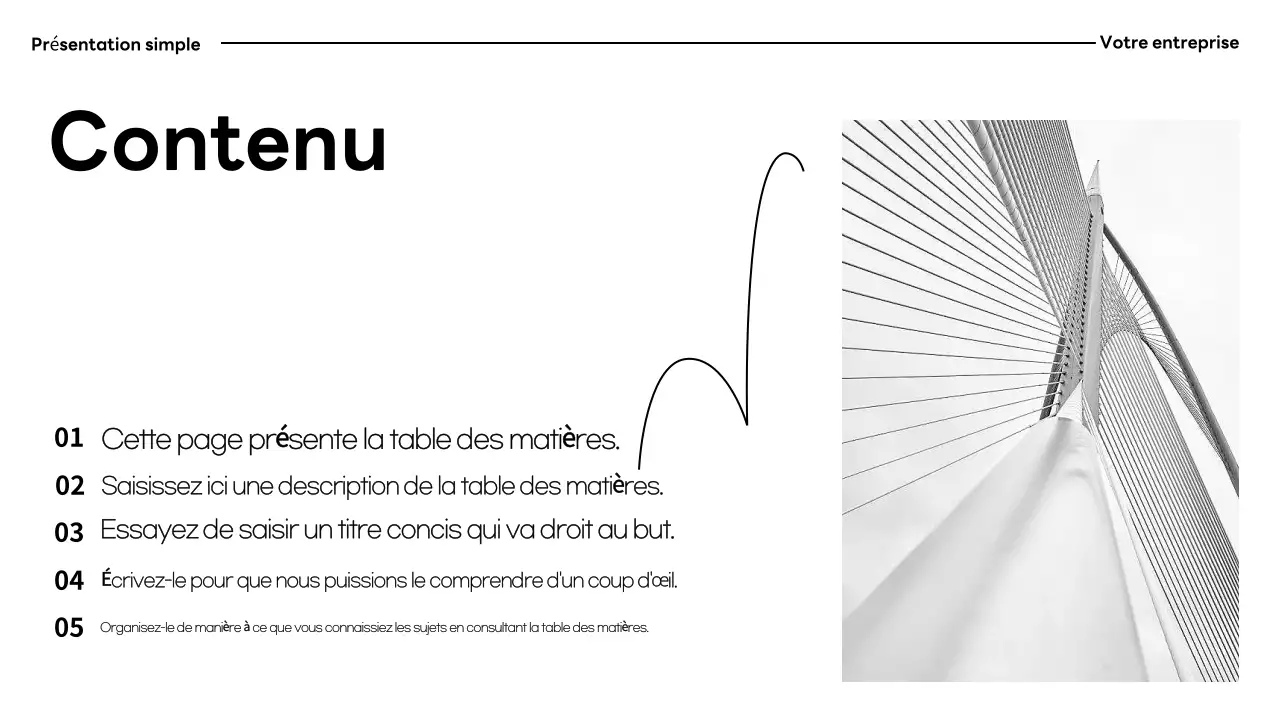 Documentation de présentation minimaliste en noir et blanc