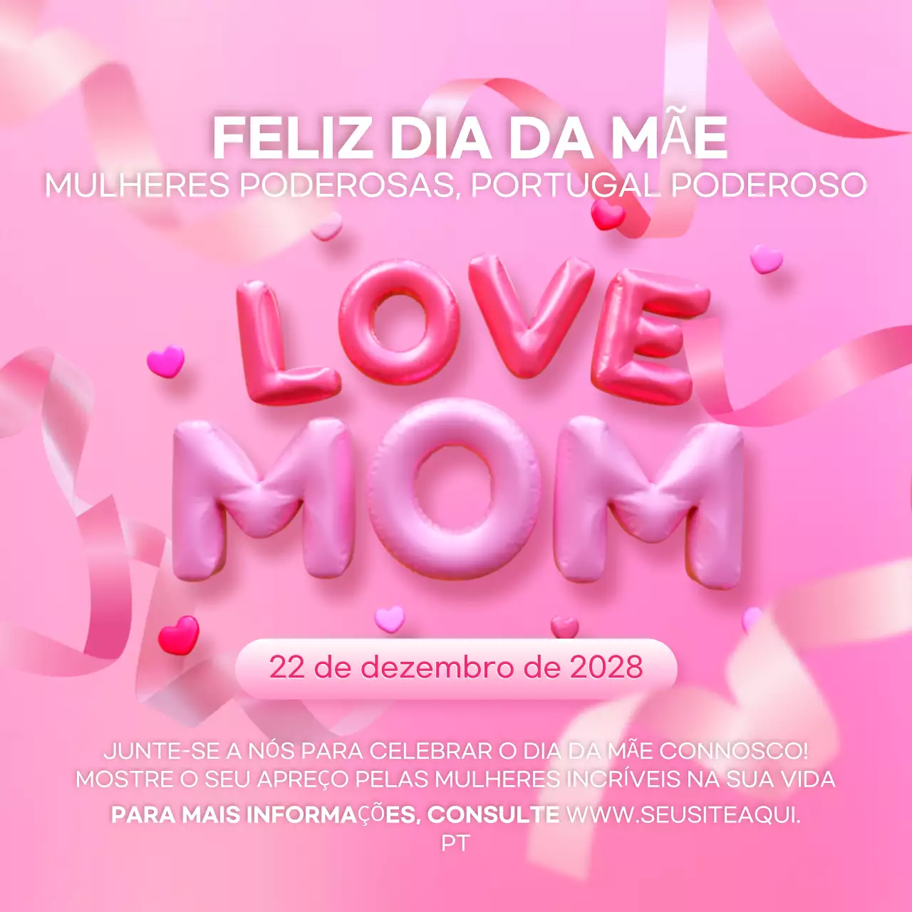 anúncio rosa festivo para o Dia da Mãe