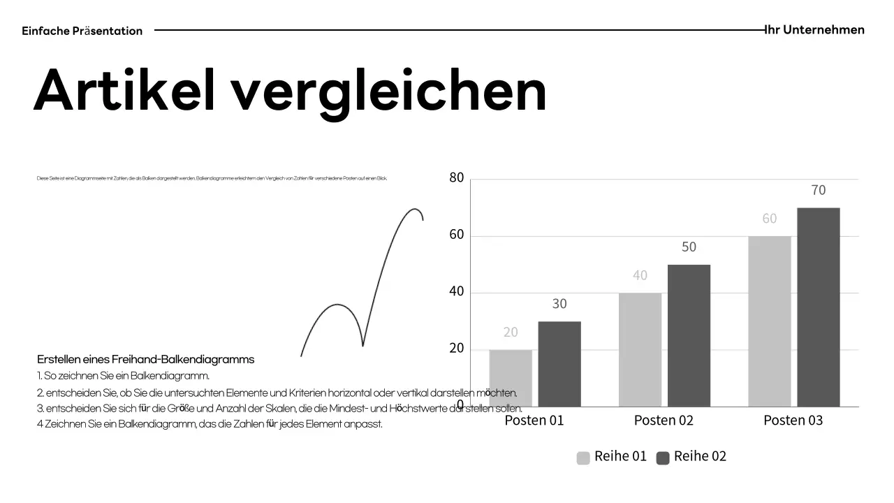 Schwarz-weiße, minimalistische Präsentationsunterlagen
