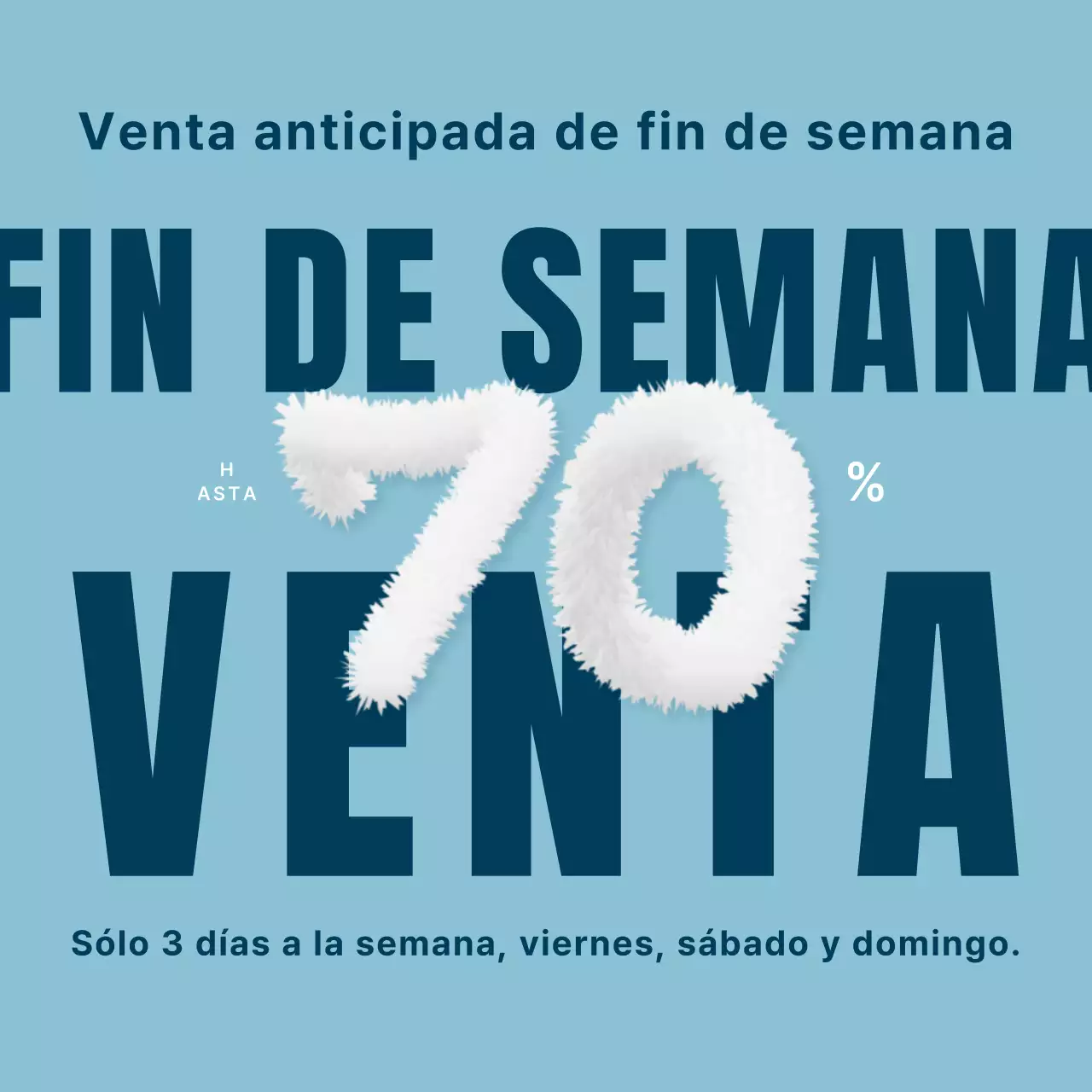 Evento de liquidación azul claro