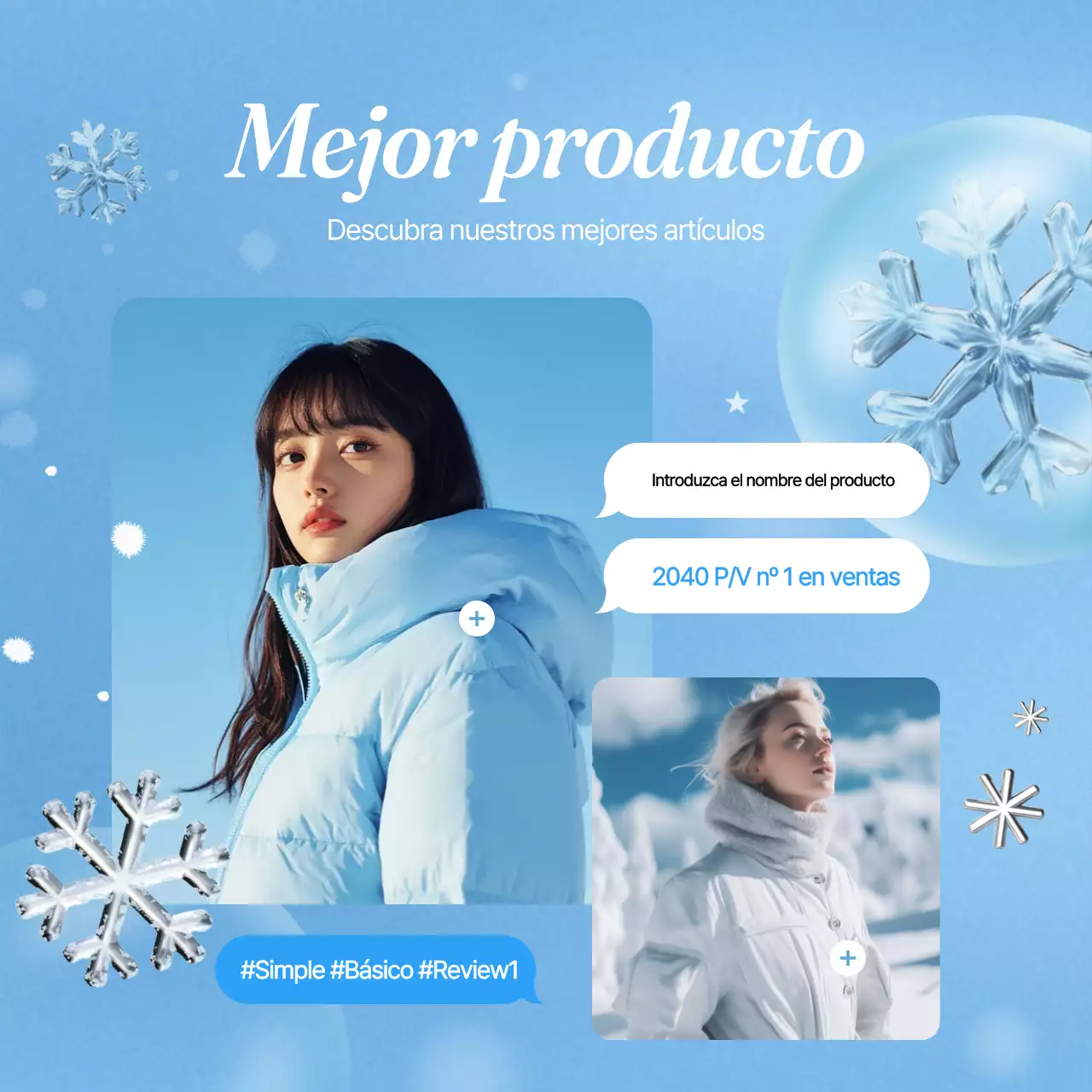 Un anuncio de la marca azul claro, belleza invernal