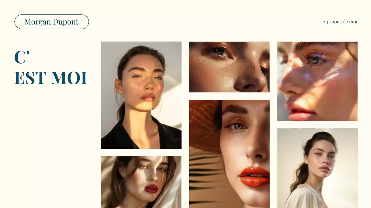 Teal and Beige Modern About Me Introduction