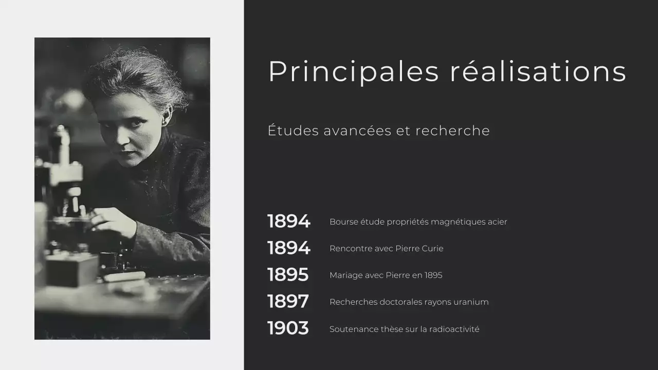 Minimaliste moderne Explorer la vie de Marie Curie Présentation