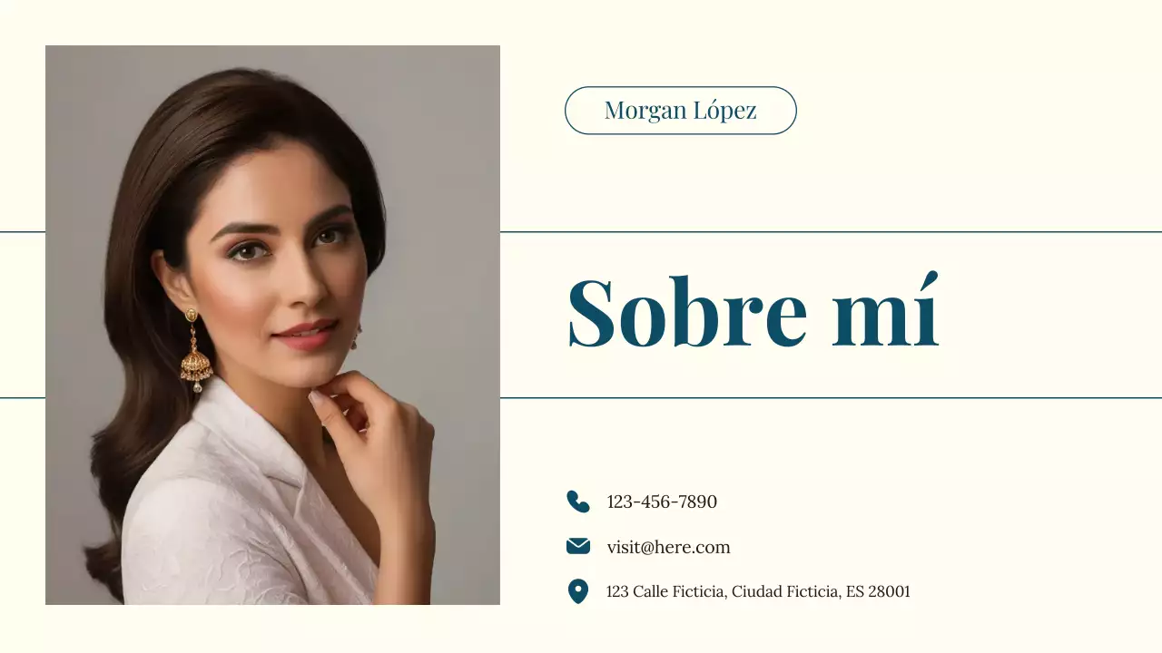 Teal and Beige Modern About Me Introducción