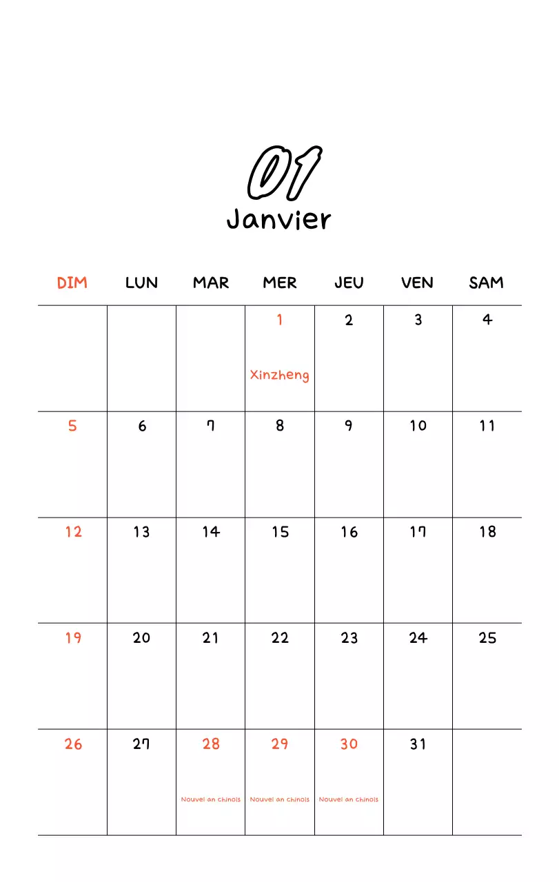 Calendrier photo du Nouvel An