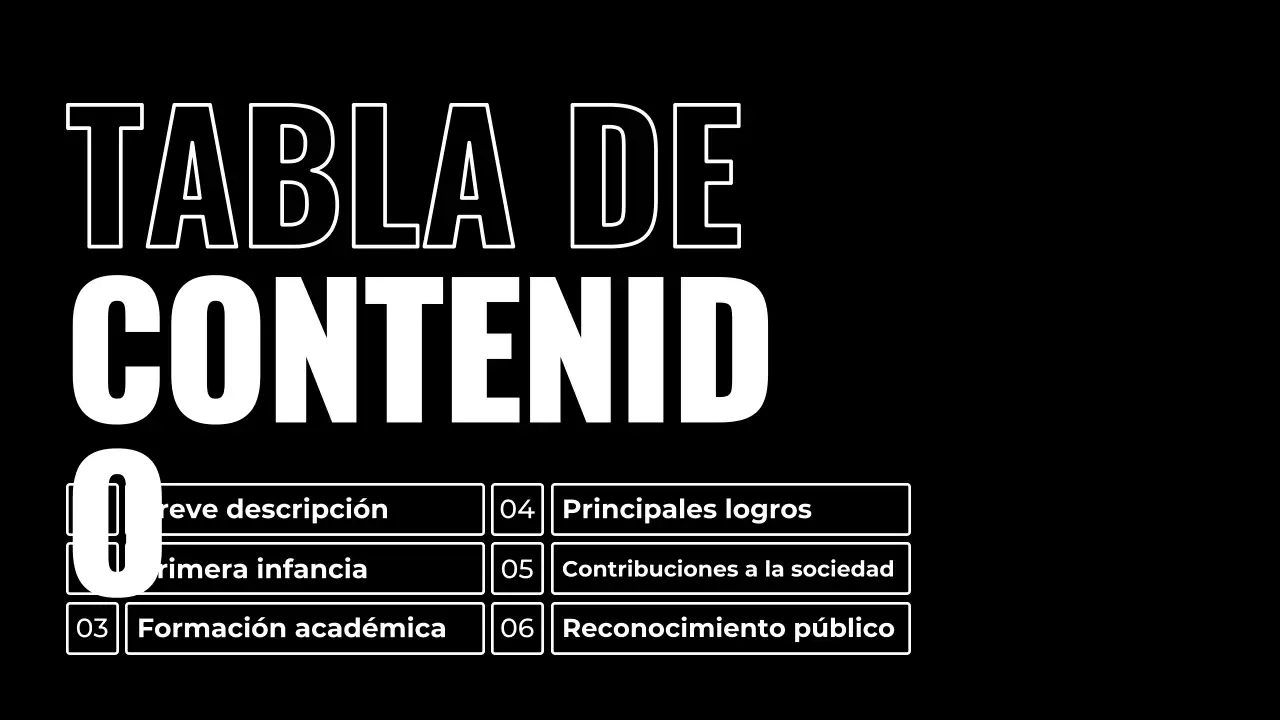 Presentación de biografías en blanco y negro