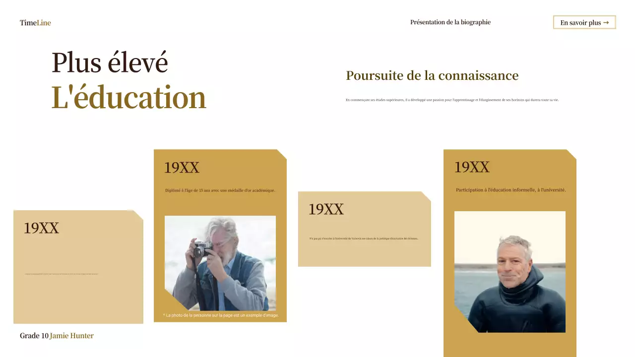 classe biographie vintage beige