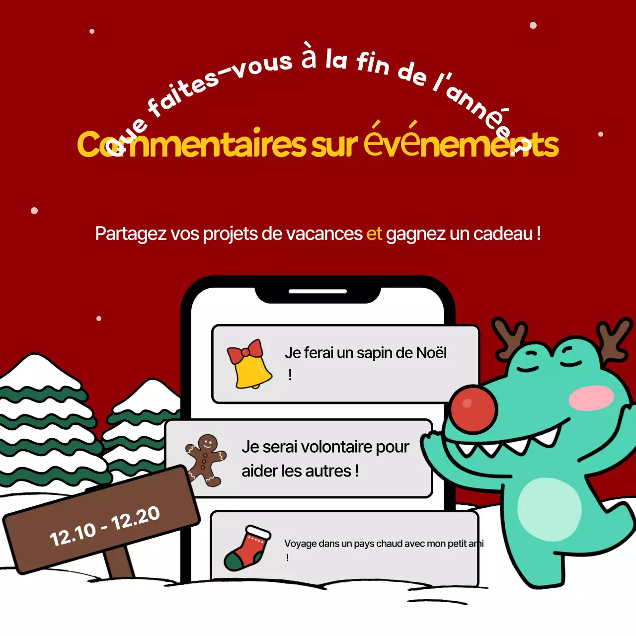 Promotion marketing de Noël rouge pour les fêtes de fin d'année