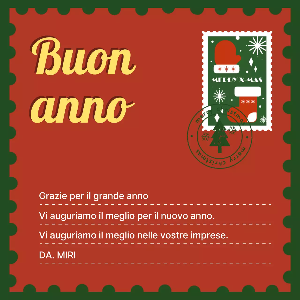 Cartolina rossa d'epoca per il nuovo anno