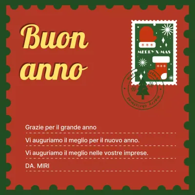 Cartolina rossa d'epoca per il nuovo anno