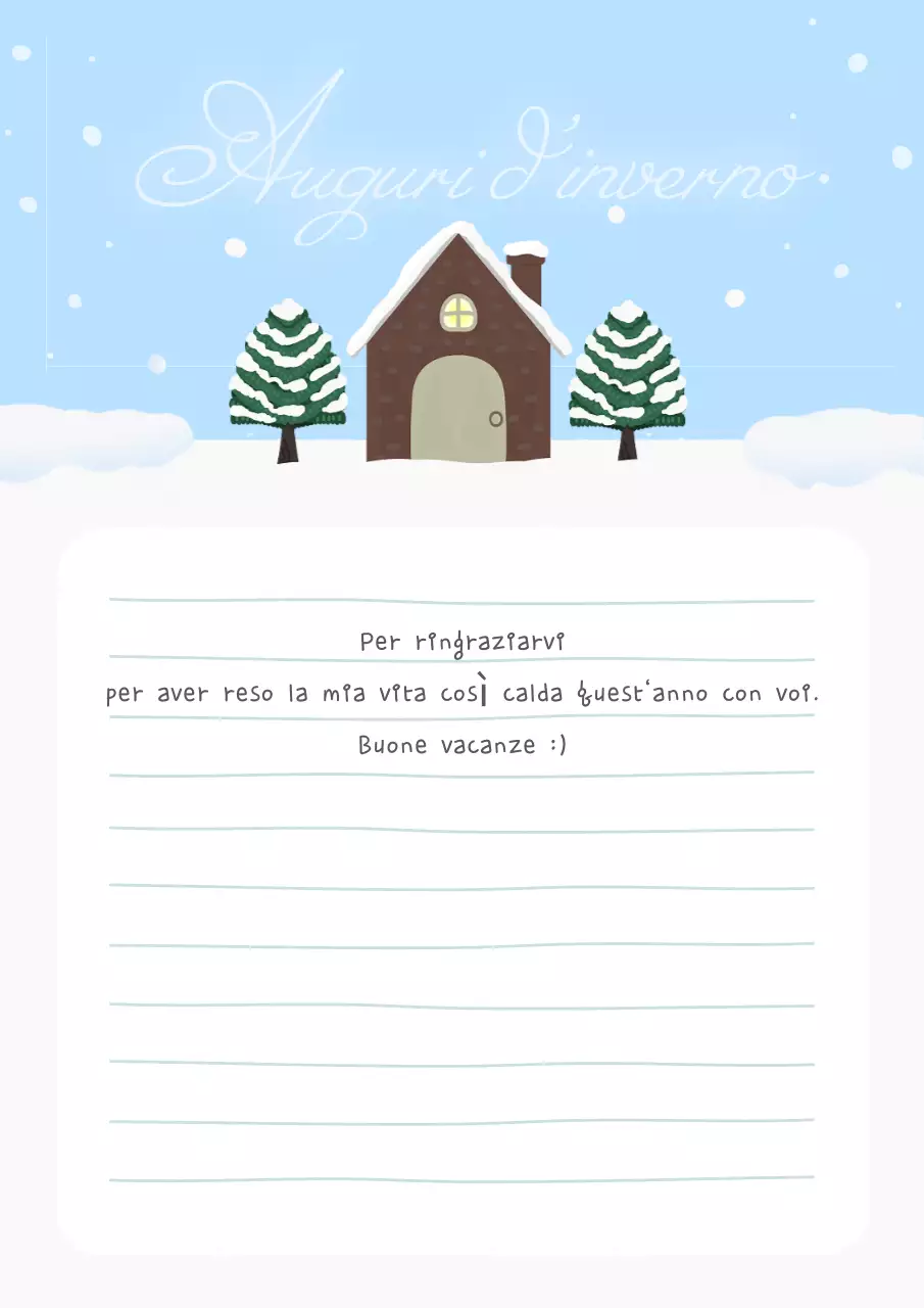 Simpatica cartolina invernale in azzurro