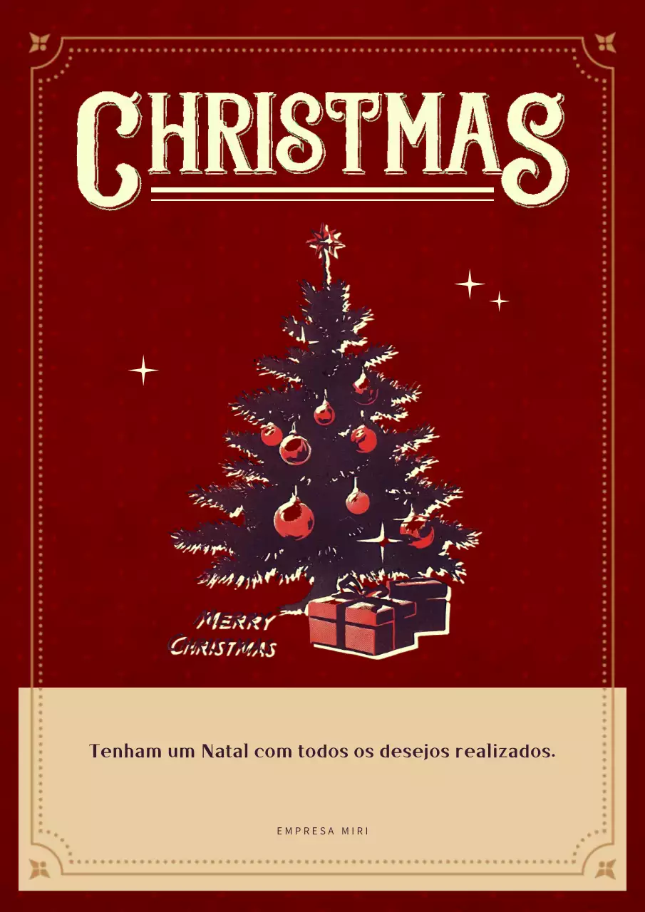 Cartão de Natal vintage em vermelho