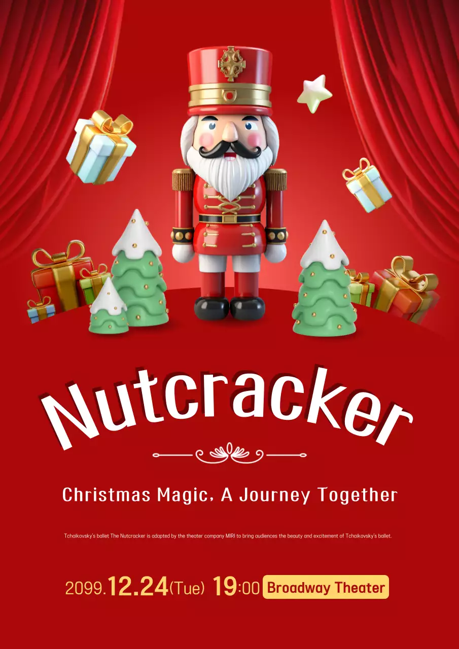 Poster sự kiện Giáng sinh truyền thống màu đỏ