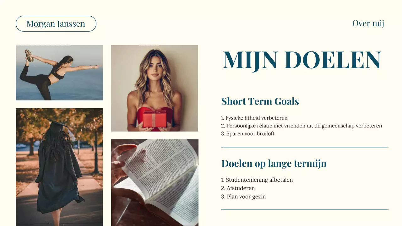 Teal en Beige Modern Over mij Introductie