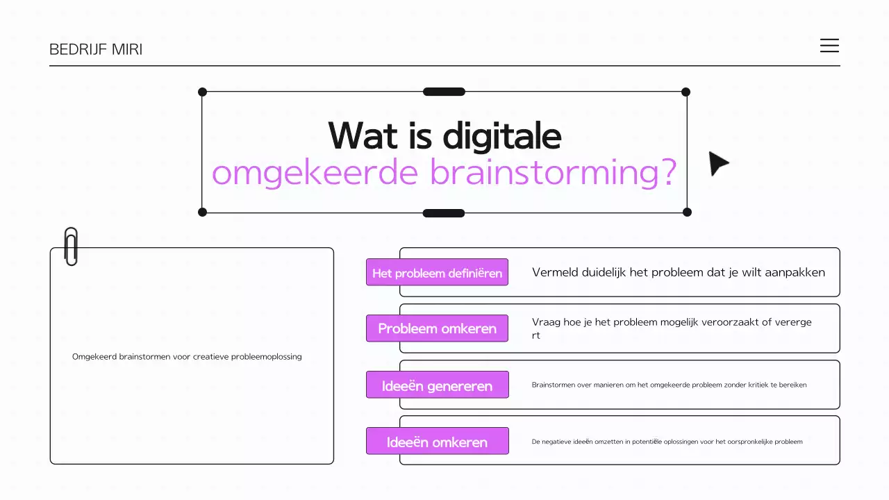 Paars en wit brainstormen infografische presentatie