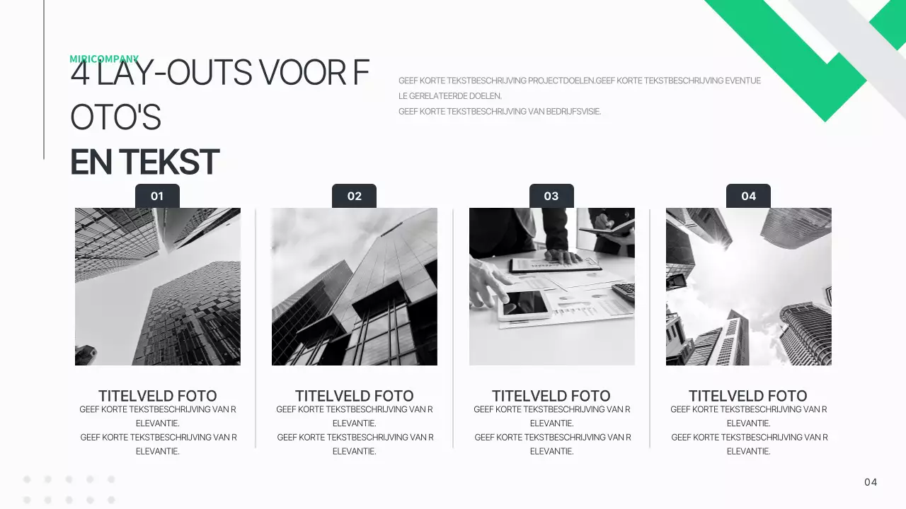 Een eenvoudig bedrijfsplan in wit en groen