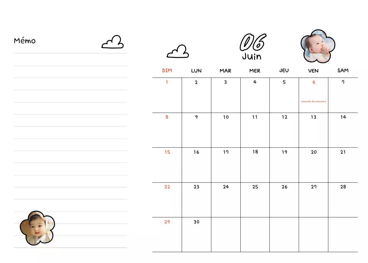 Agenda du Nouvel An blanc et joli