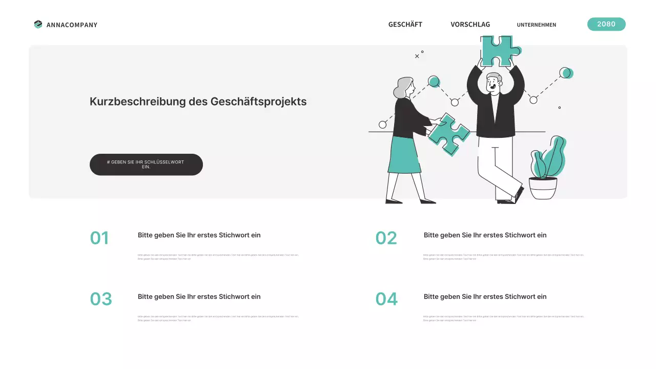 Ein einfacher, mintfarbener Geschäftsplan