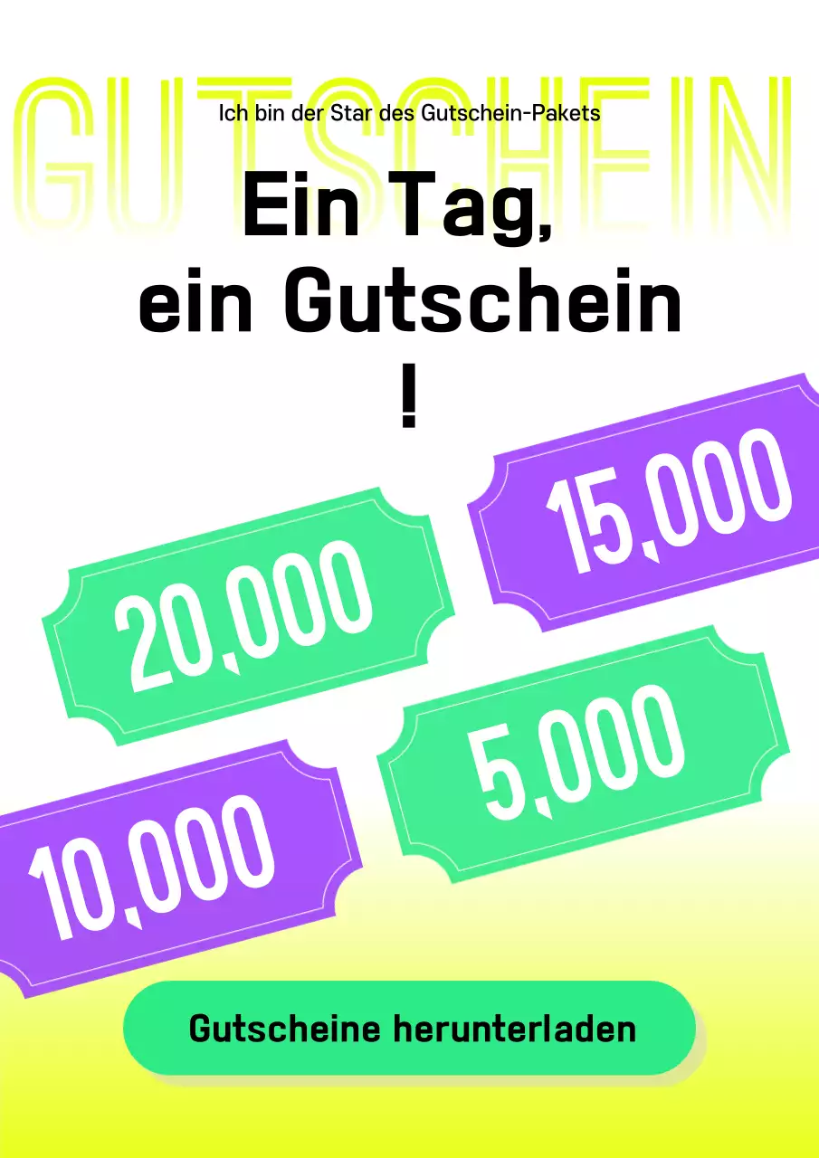 Bewerben Sie Coupons in einem knalligen gelb-lila Stil