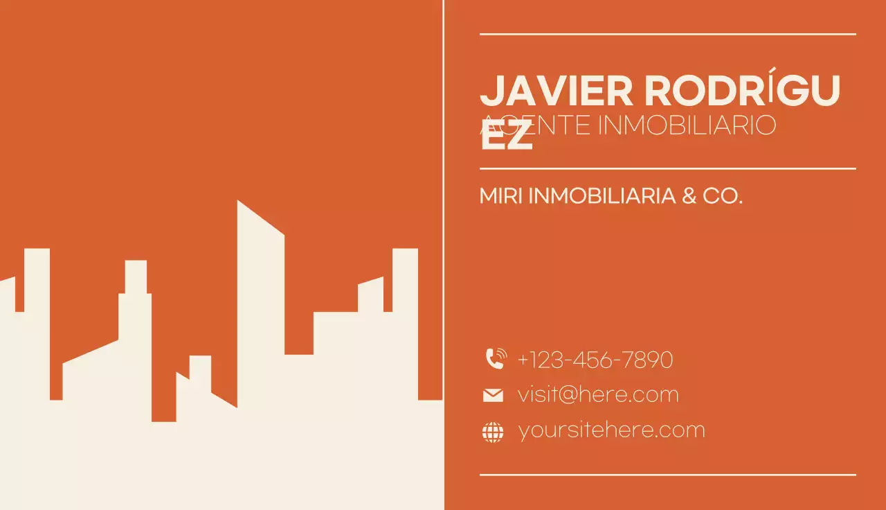 tarjeta inmobiliaria orange modern