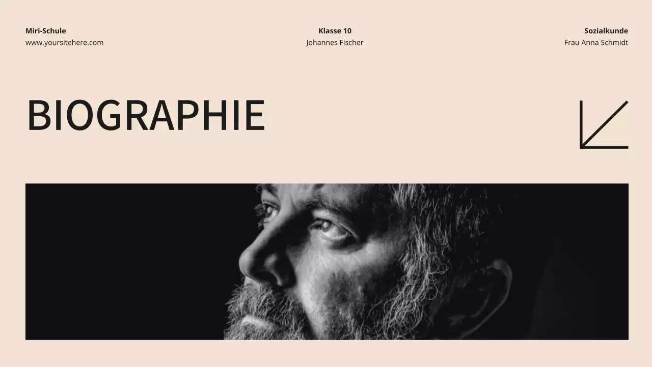 Beige und Schwarz Moderne Biographie Klasse Material Einführung Präsentation