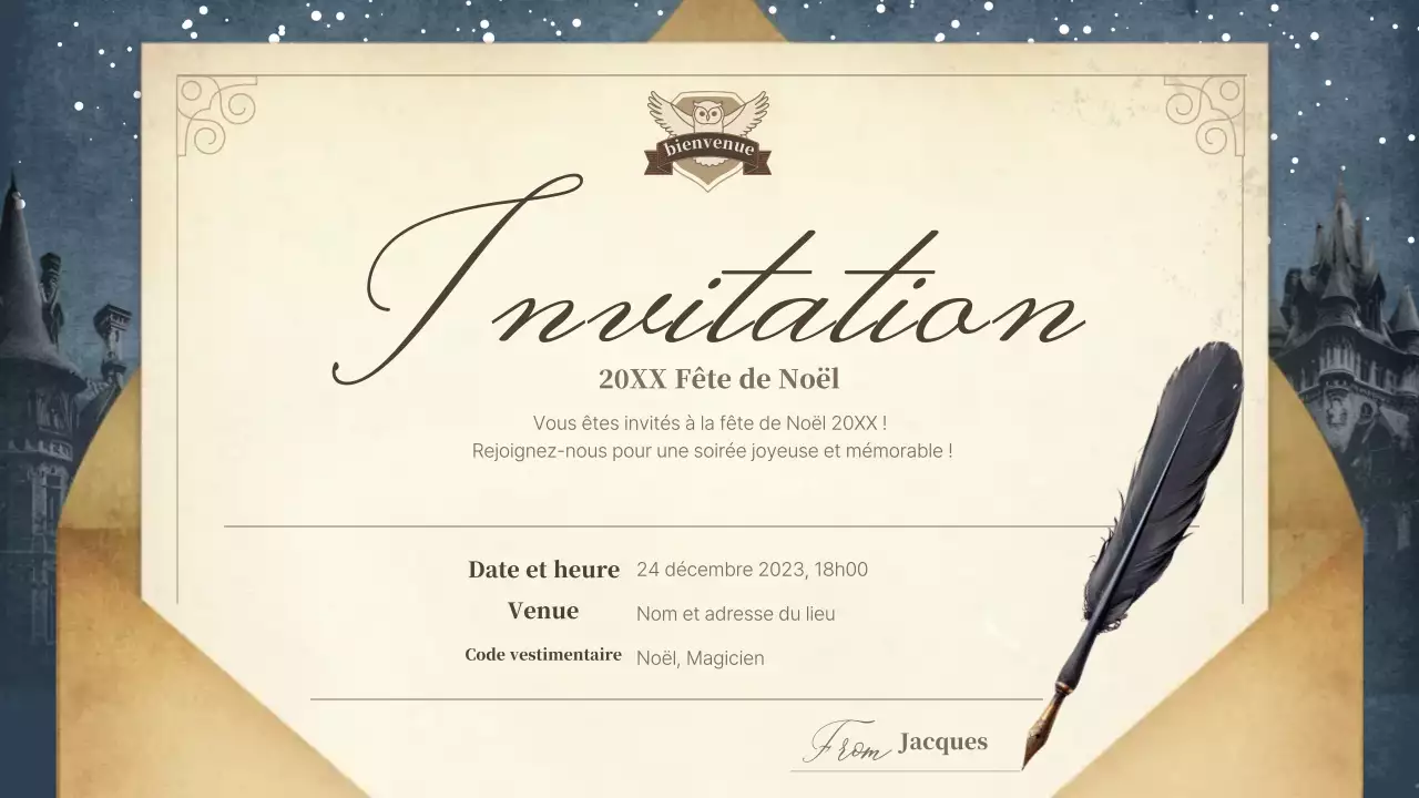 invitation de Noël classique beige