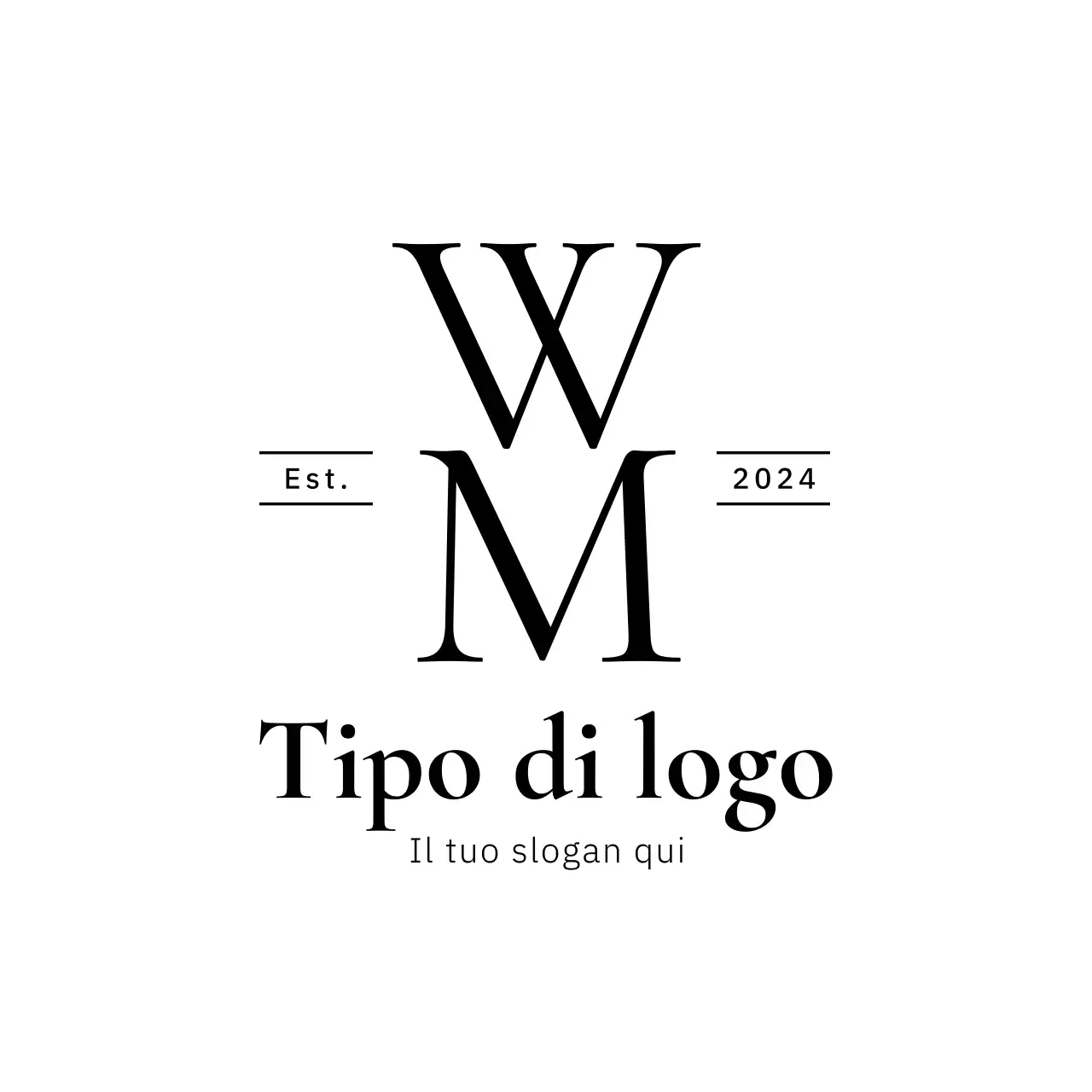 Lettera nera minimalista Logo WM