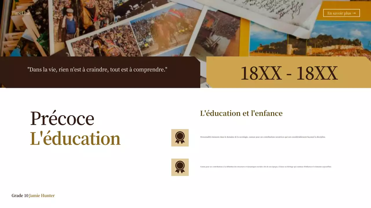 classe biographie vintage beige