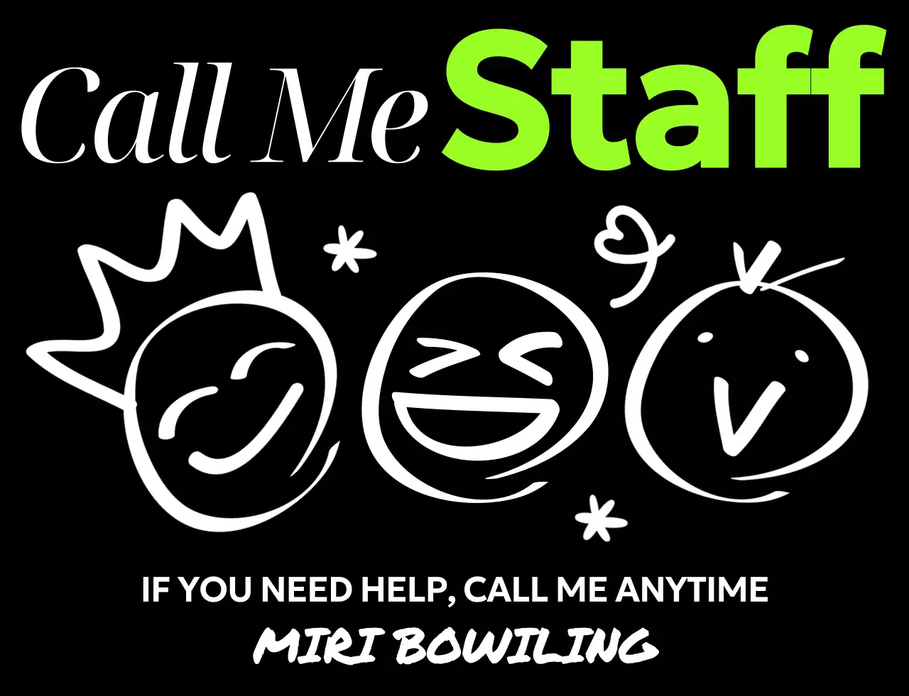 키치한 일러스트가 있는 스태프 안내 홍보