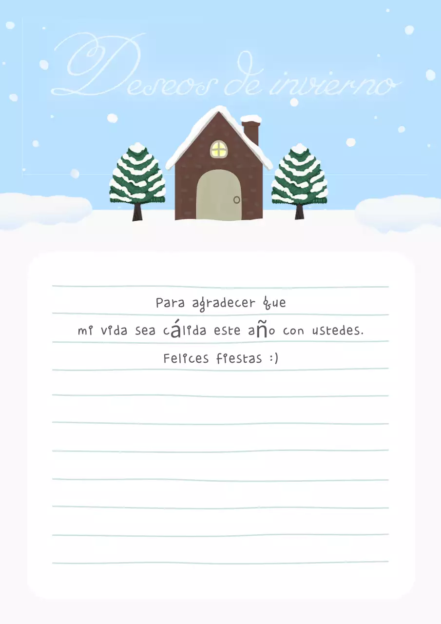 Bonita postal invernal en azul claro