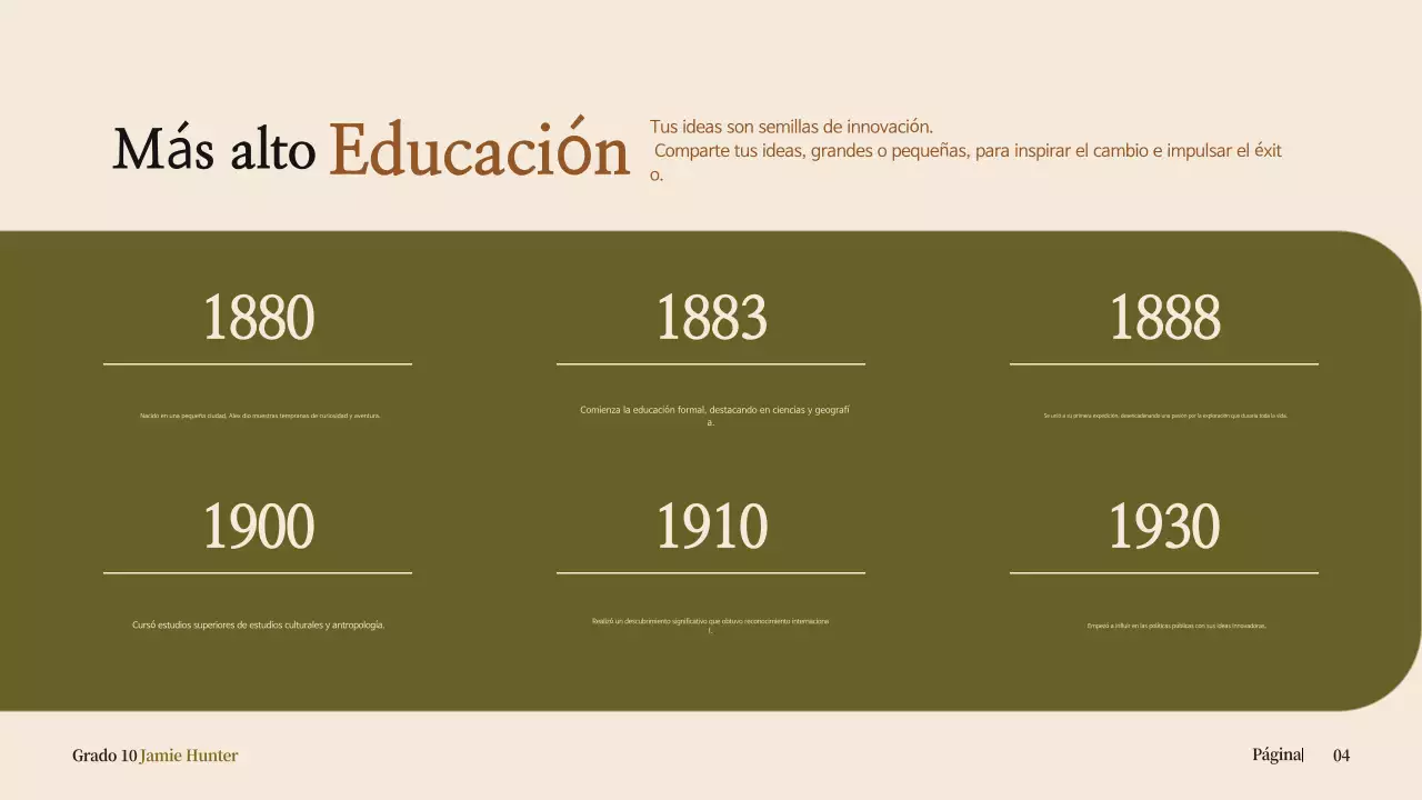 biografía clásica beige para anuncio escolar