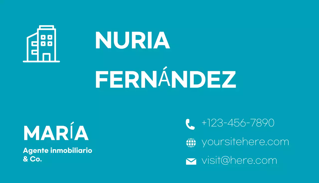 tarjeta inmobiliaria moderna teal