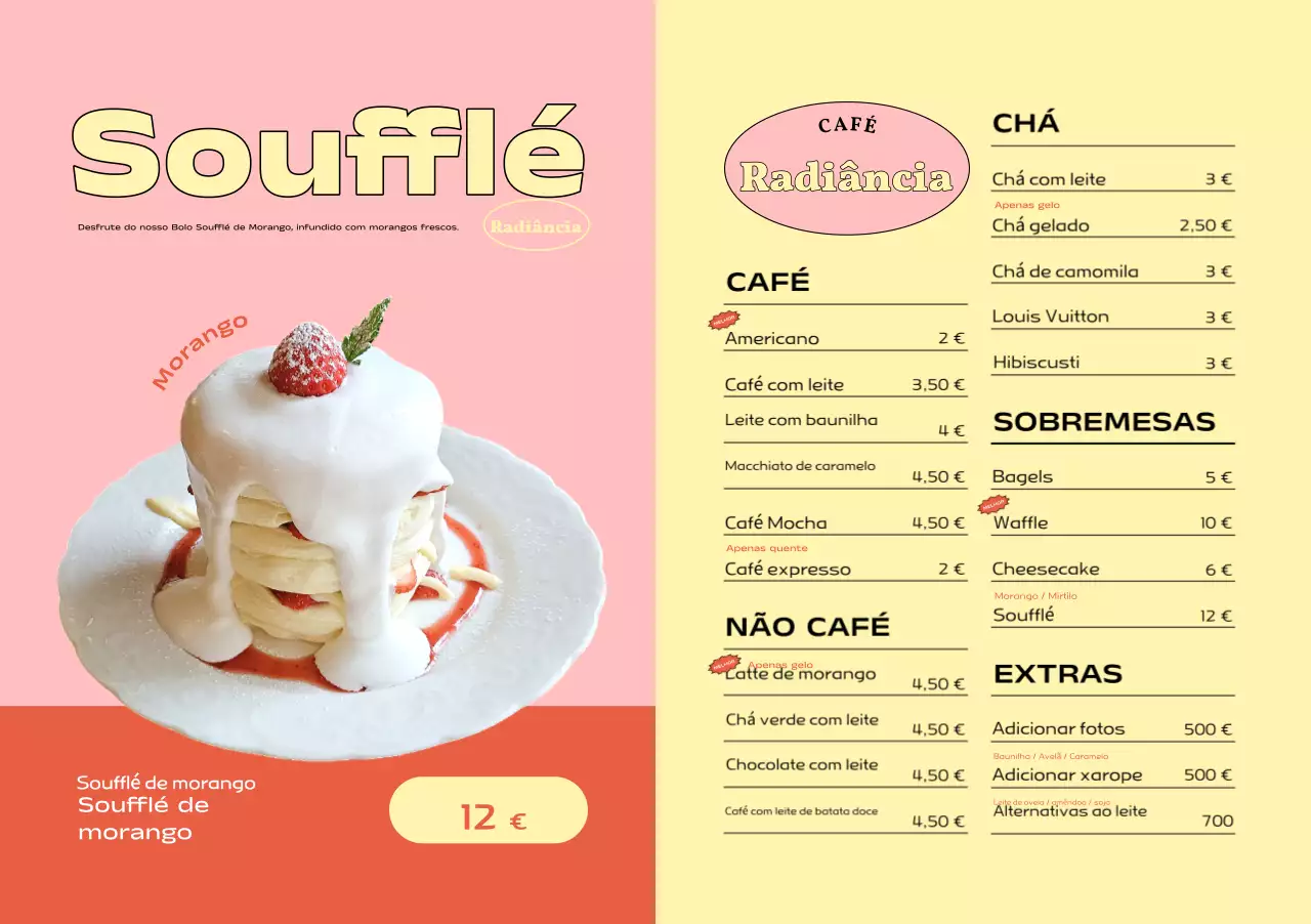 Quadro de menu de sobremesas simples cor-de-rosa