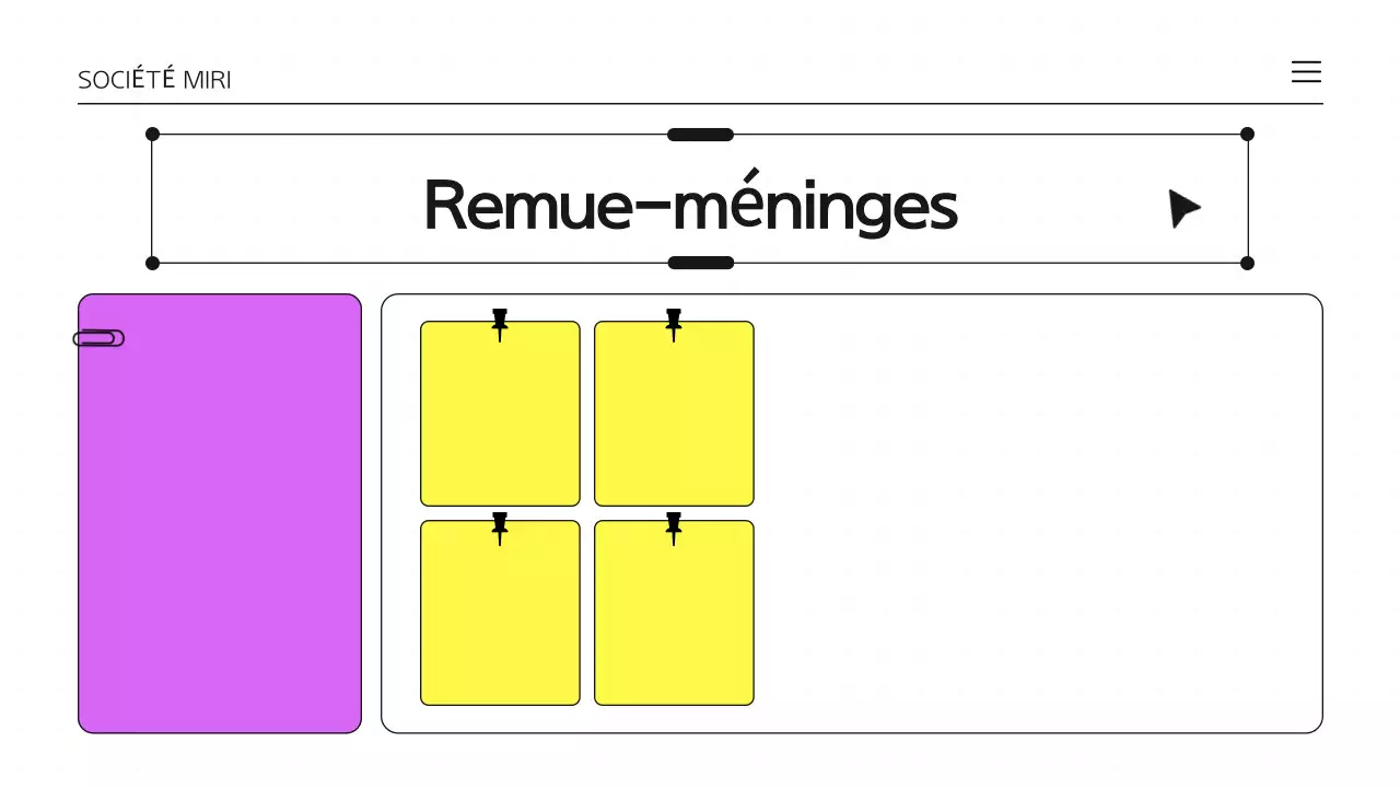 Présentation infographique sur le brainstorming en violet et blanc