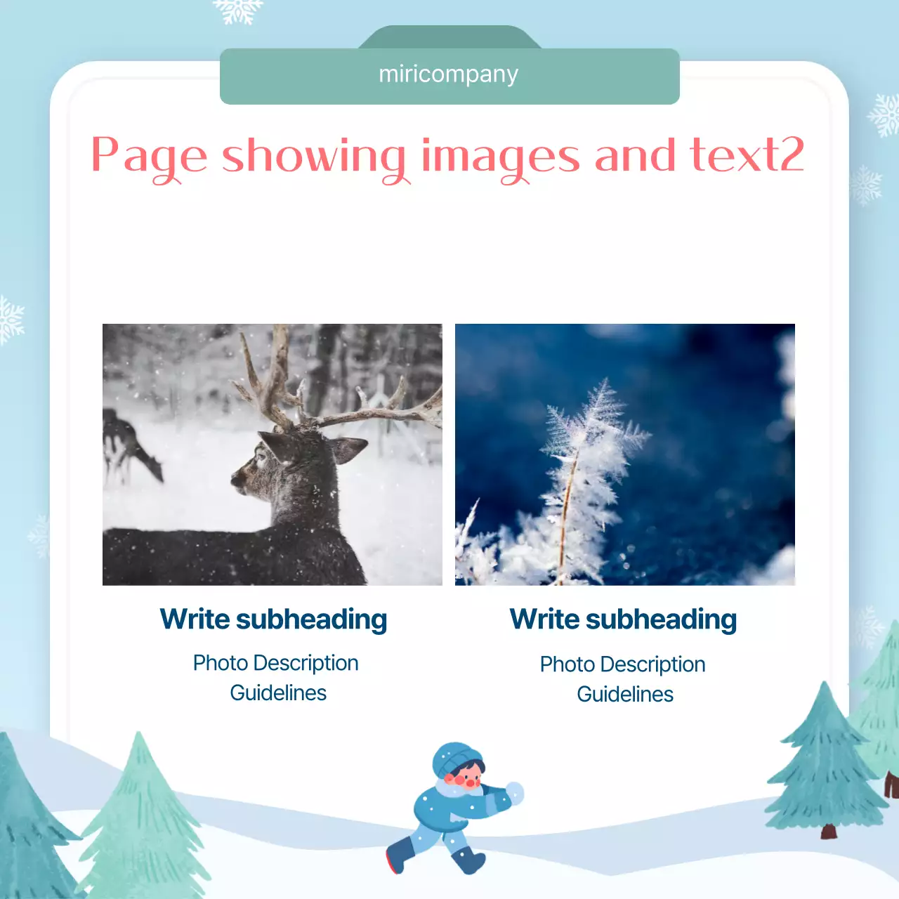 Planejador de layout de inverno simples azul Instagram Carousel