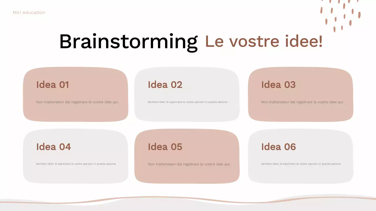 Guida al layout del brainstorming organico marrone e rosa