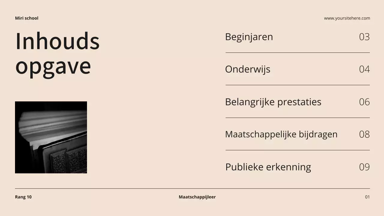 Beige en zwart Moderne biografie Lesmateriaal Introductie Presentatie