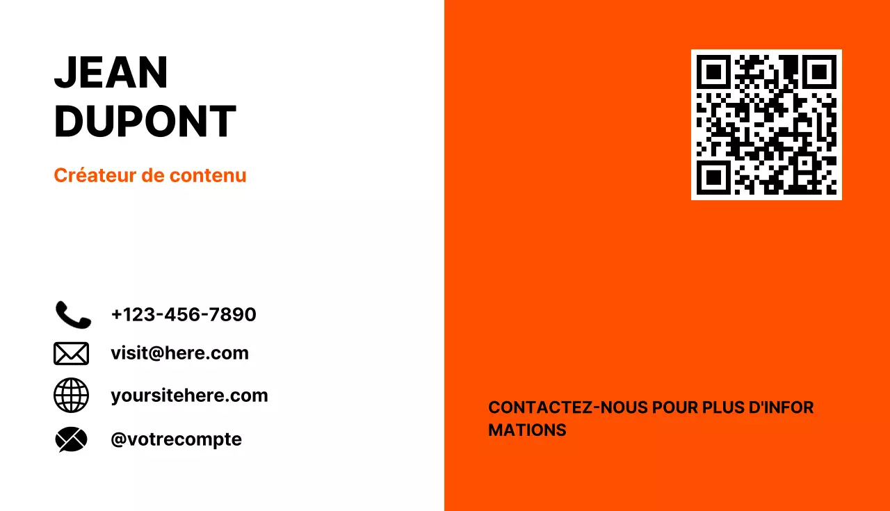 Carte de visite moderne orange